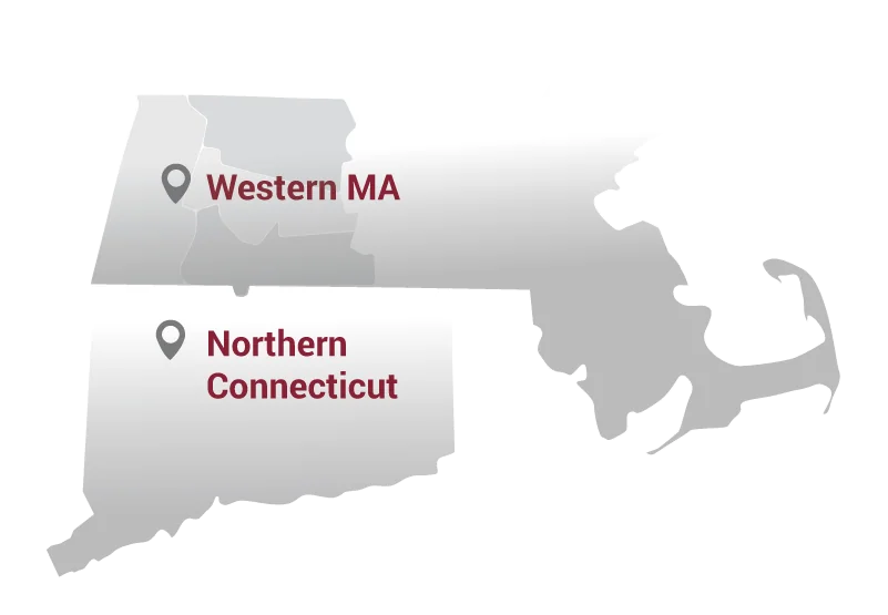 Map of R.J. Greeley Company’s Western Massachusetts and Northern Connecticut service area